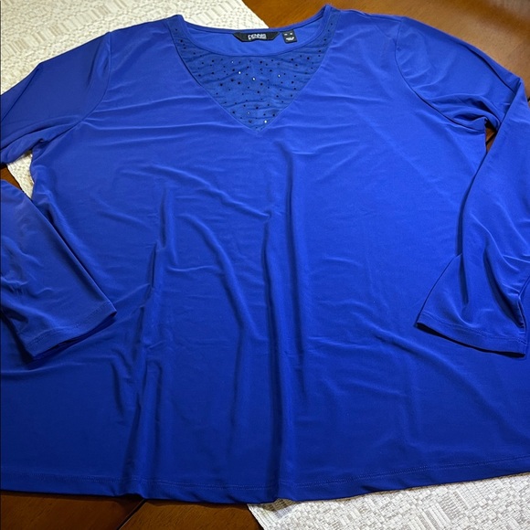 Chaps Tops - Dennis Basso Italia Knit Top with Embellished Mesh Size XL